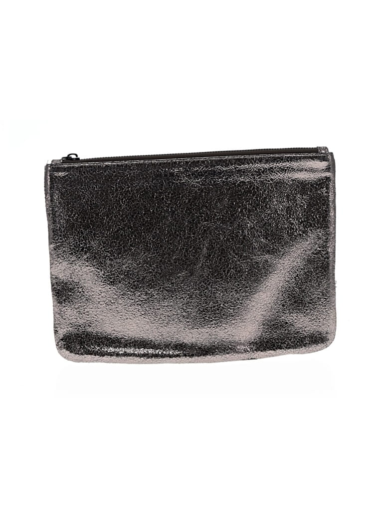 Pre-owned Neiman Marcus For Target Leather Clutch In Silver