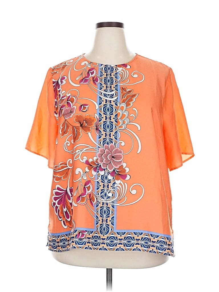 Pre-owned Chico's Short Sleeve Blouse In Orange
