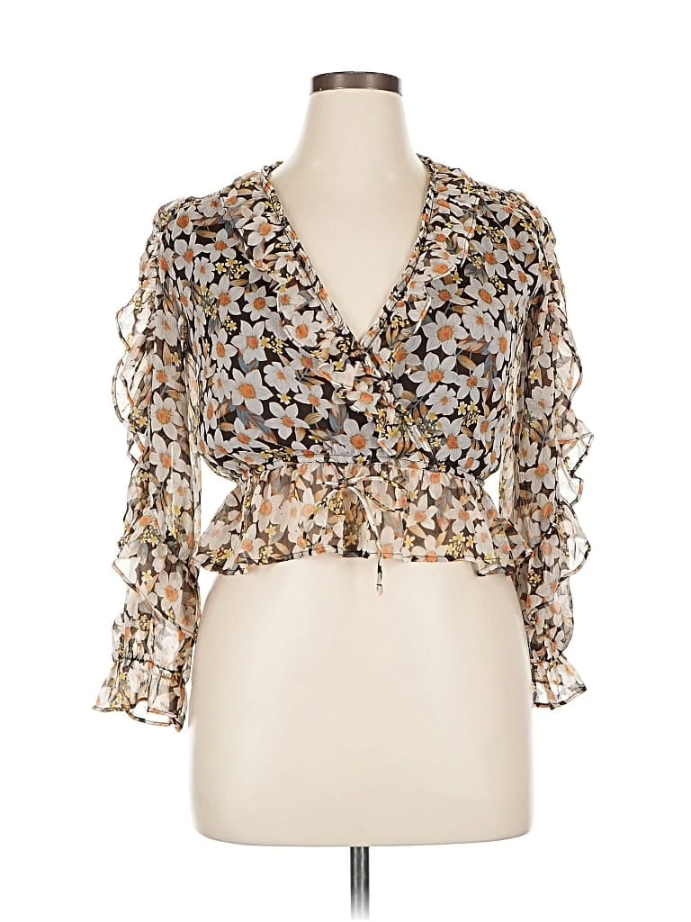 FRANCESCA'S Pre-owned 3/4 Sleeve Blouse In Brown