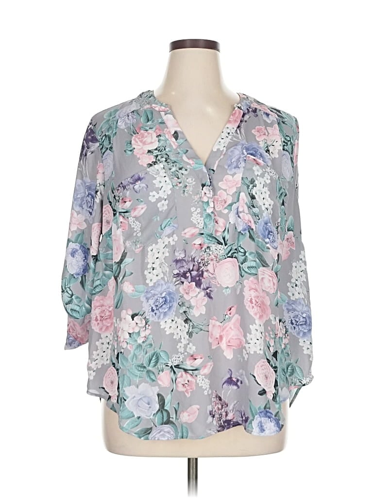 Pre-owned Torrid 3/4 Sleeve Blouse In Gray