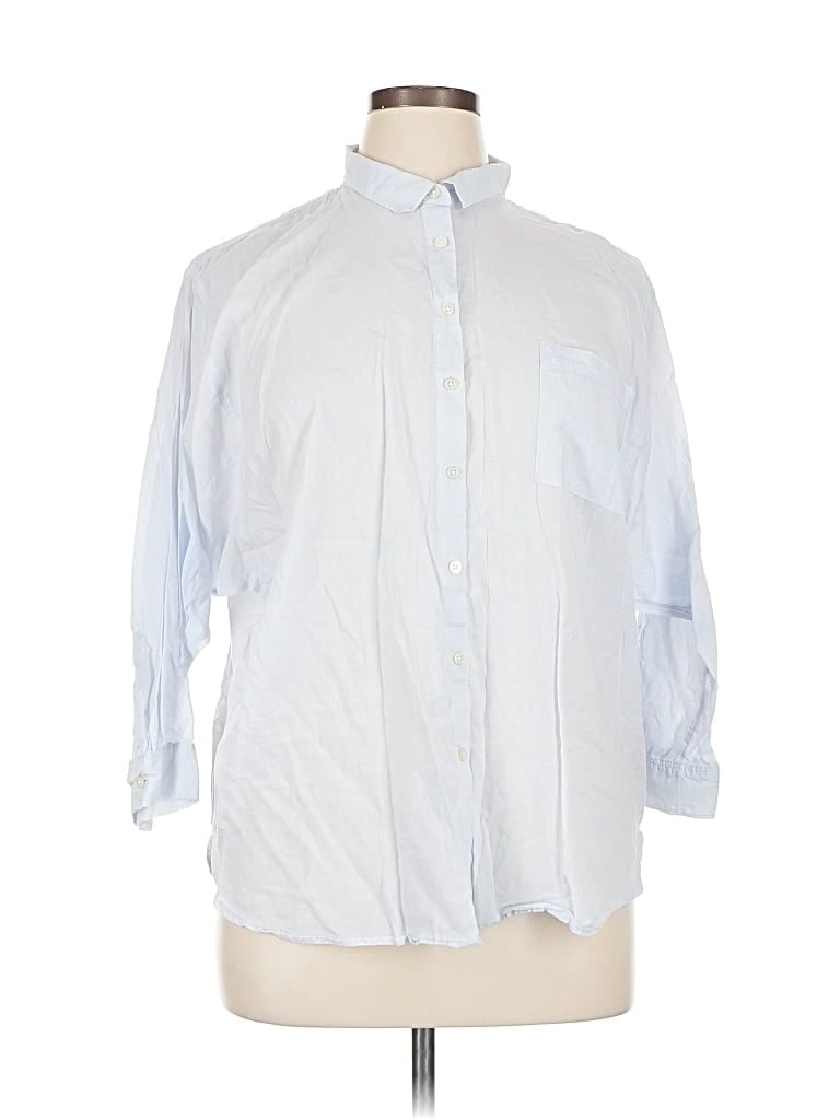 Pre-owned Ann Taylor Loft 3/4 Sleeve Button Down Shirt In Blue