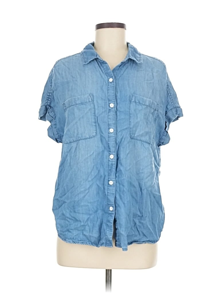 LOLA RIVER Pre-owned Short Sleeve Button Down Shirt In Blue