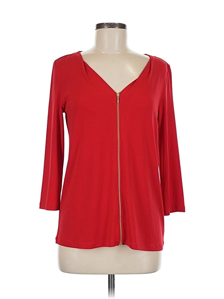Pre-owned Inc International Concepts 3/4 Sleeve Top Red V Neck Tops
