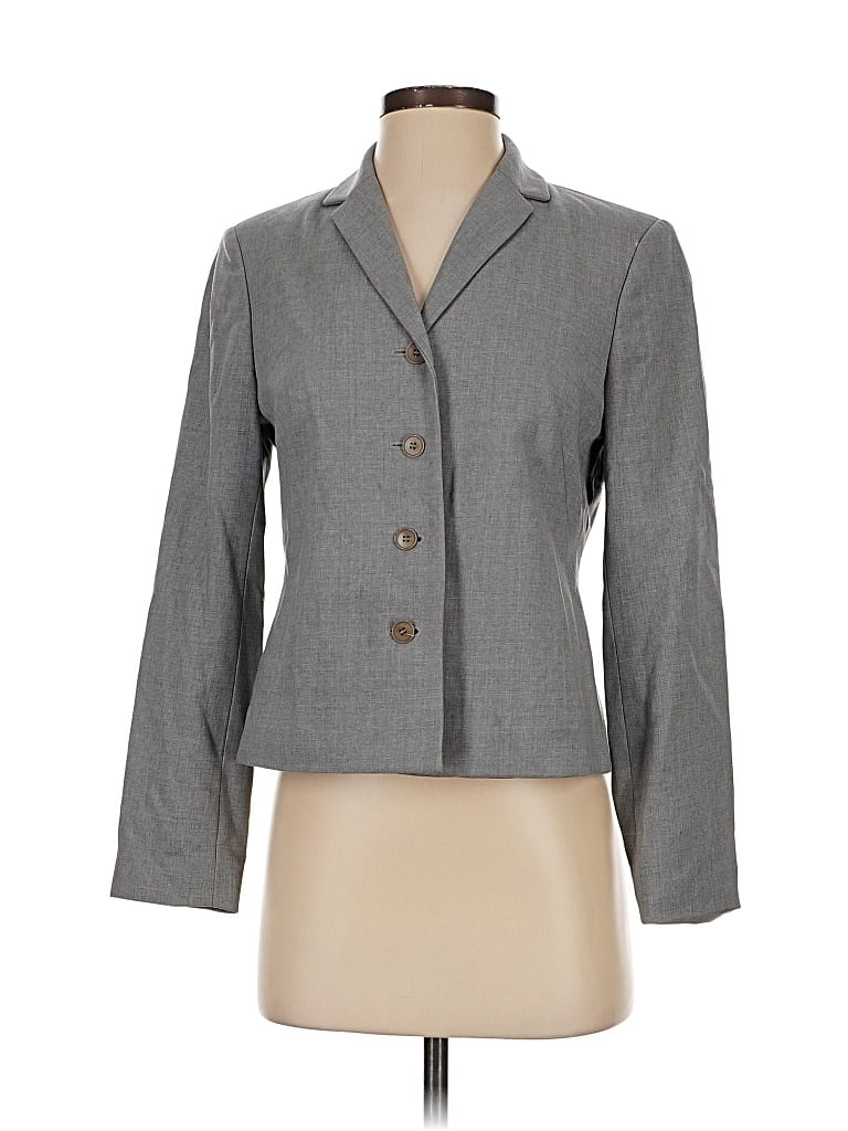 Pre-owned Ann Taylor Wool Blazer Jacket In Gray