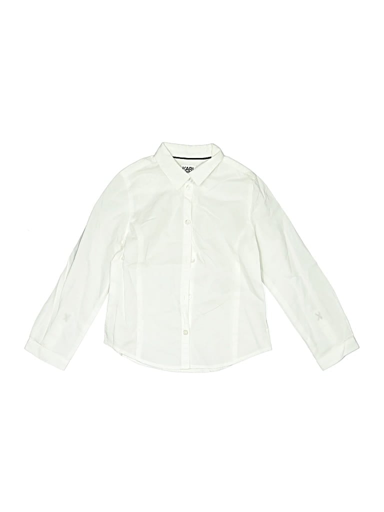 Pre-owned Karl Lagerfeld Kids' Long Sleeve Button Down Shirt In White