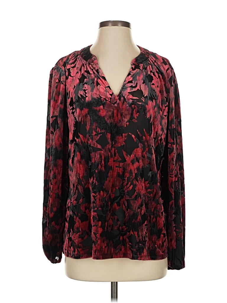 Pre-owned Ella By Rafaella Long Sleeve Blouse In Red