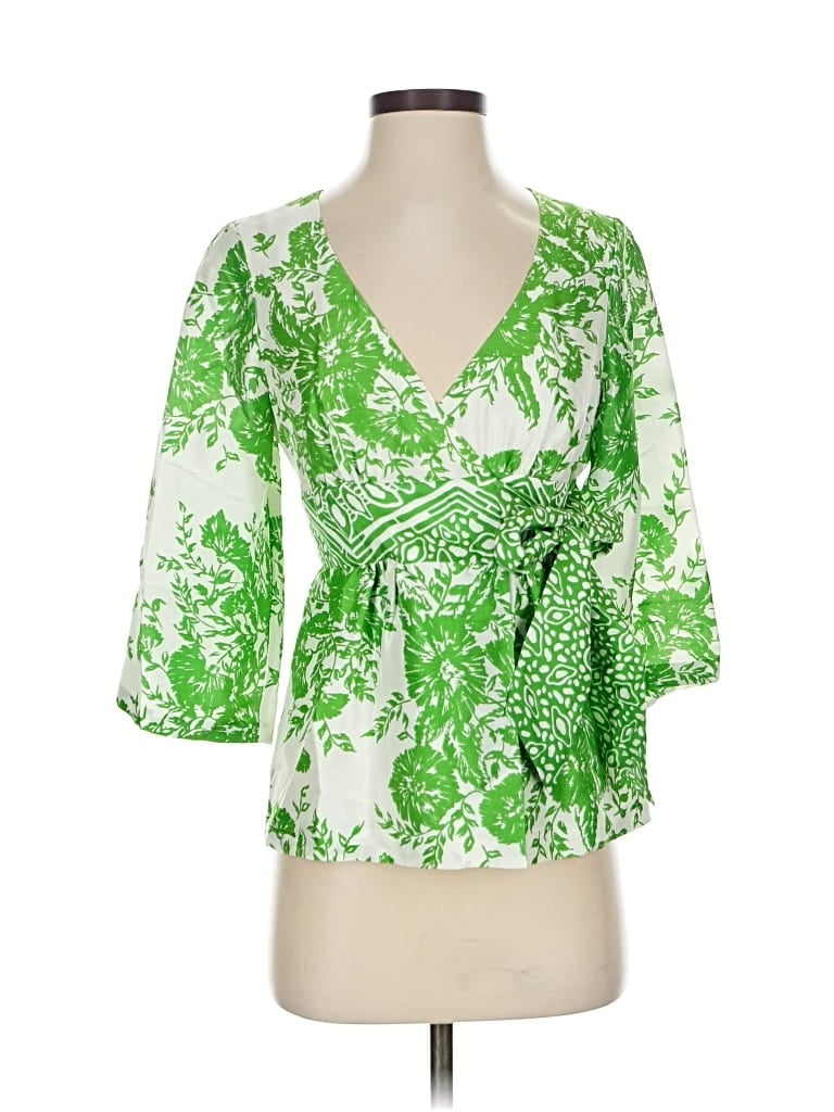 Pre-owned Tibi 3/4 Sleeve Blouse In Green