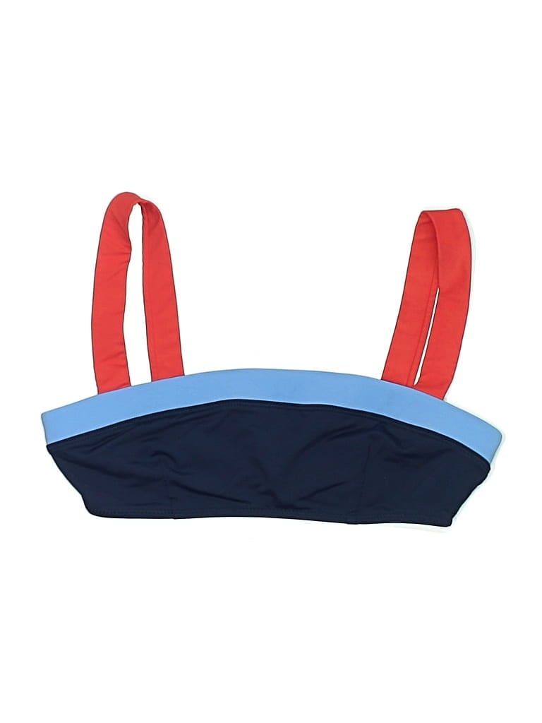 Pre-owned Staud Swimsuit Top Blue Color Block Pattern Swimwear