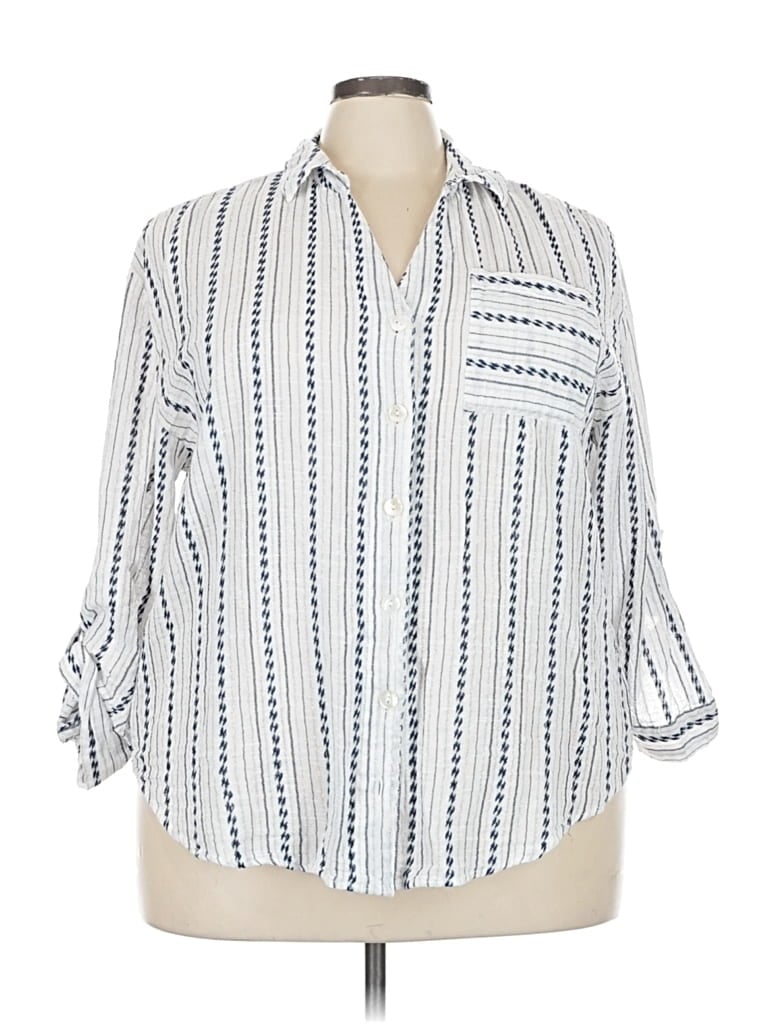 CLUB Z COLLECTION Pre-owned 3/4 Sleeve Button Down Shirt In White