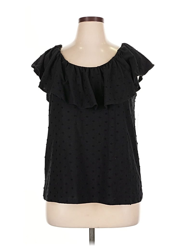 Style & Co Short Sleeve Blouse In Black