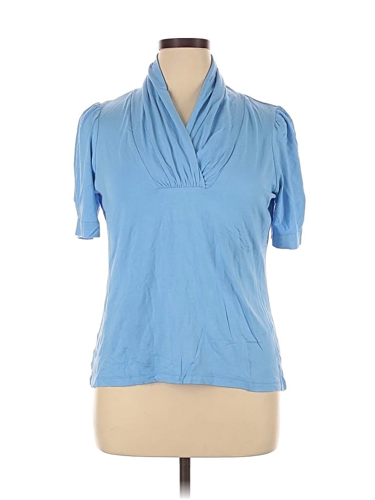 Pre-owned Lucy & Laurel Short Sleeve Top Blue Cowl Neck Tops
