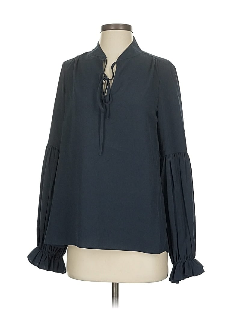 Pre-owned Haute Hippie Long Sleeve Blouse In Blue