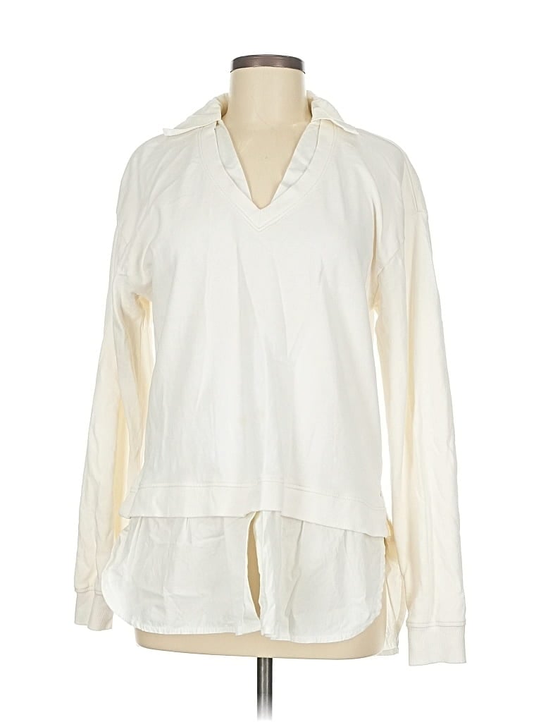 Pre-owned Grey State Long Sleeve Blouse In White