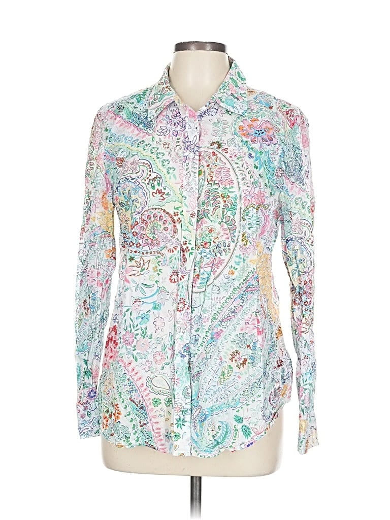 Pre-owned Talbots Long Sleeve Button Down Shirt In White