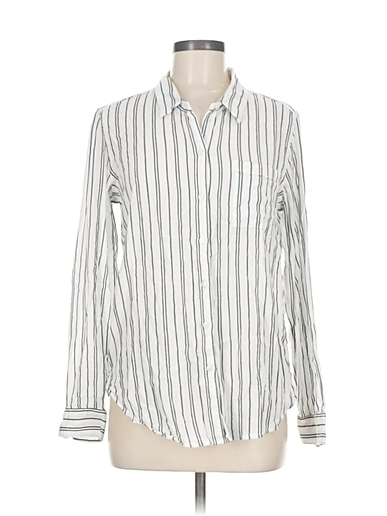 Pre-owned Lucky Brand Long Sleeve Button Down Shirt In White