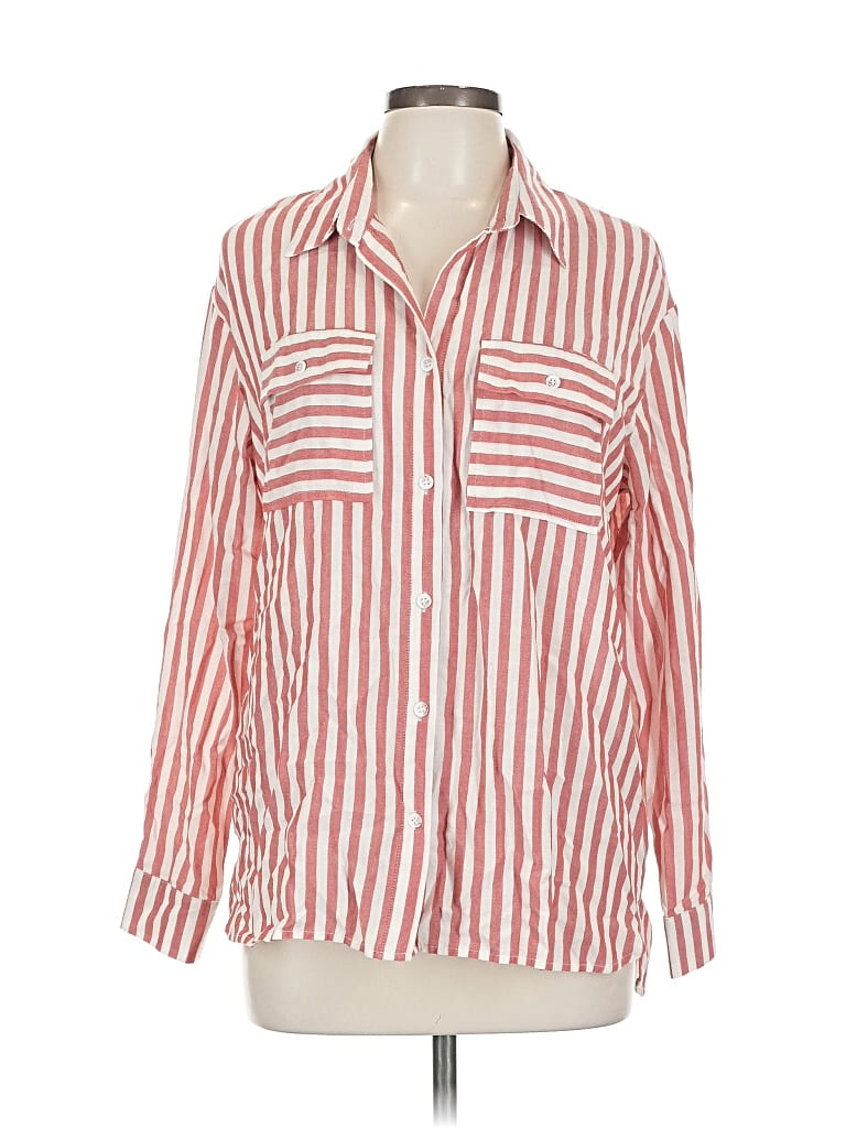 Pre-owned Assorted Brands Long Sleeve Button Down Shirt In Red