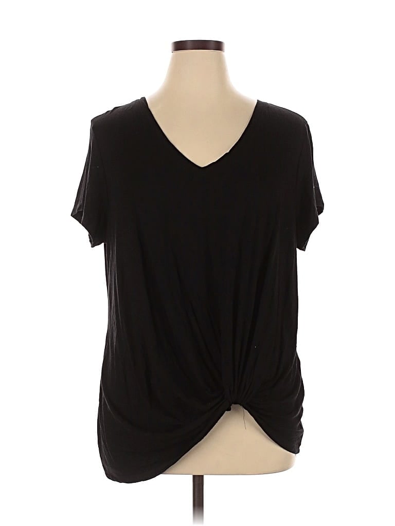 Pre-owned Nine Britton Short Sleeve Top Black V Neck Tops