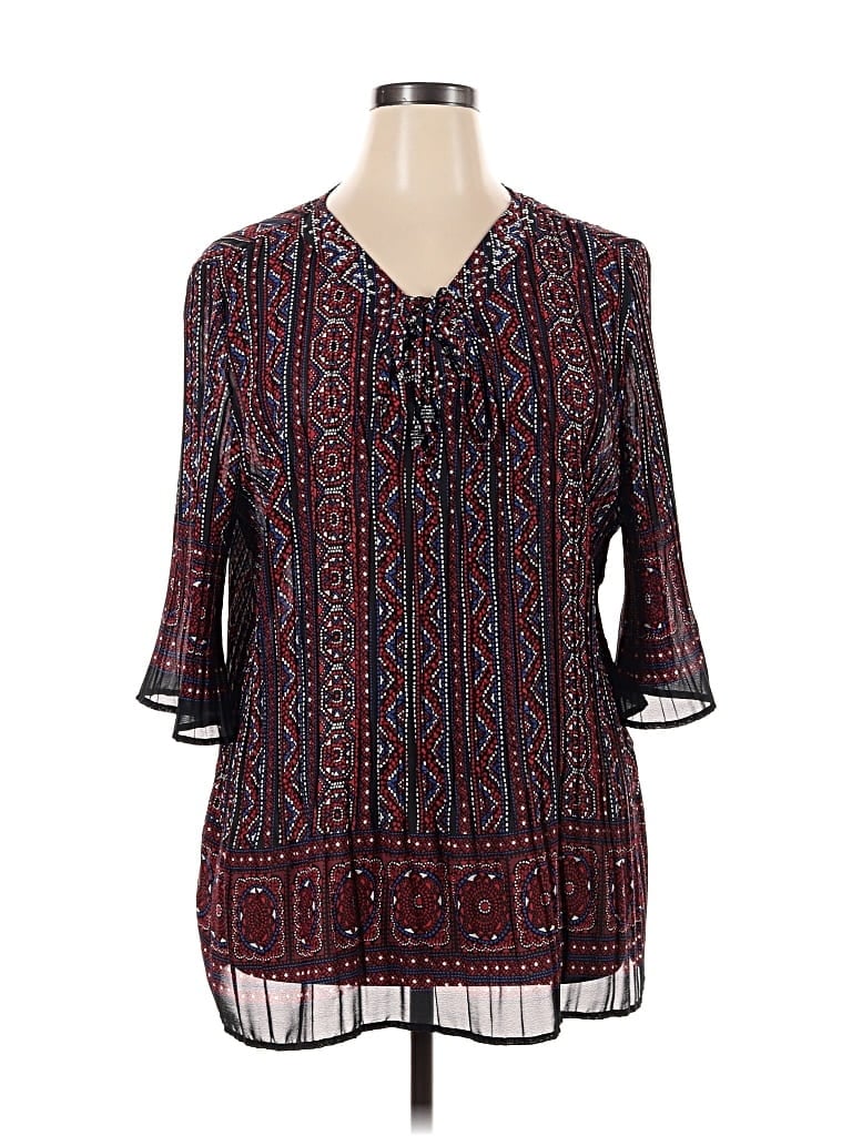 Click to view more detailed imagery on our partner's website Pre-owned Catherines 3/4 Sleeve Blouse In Burgundy