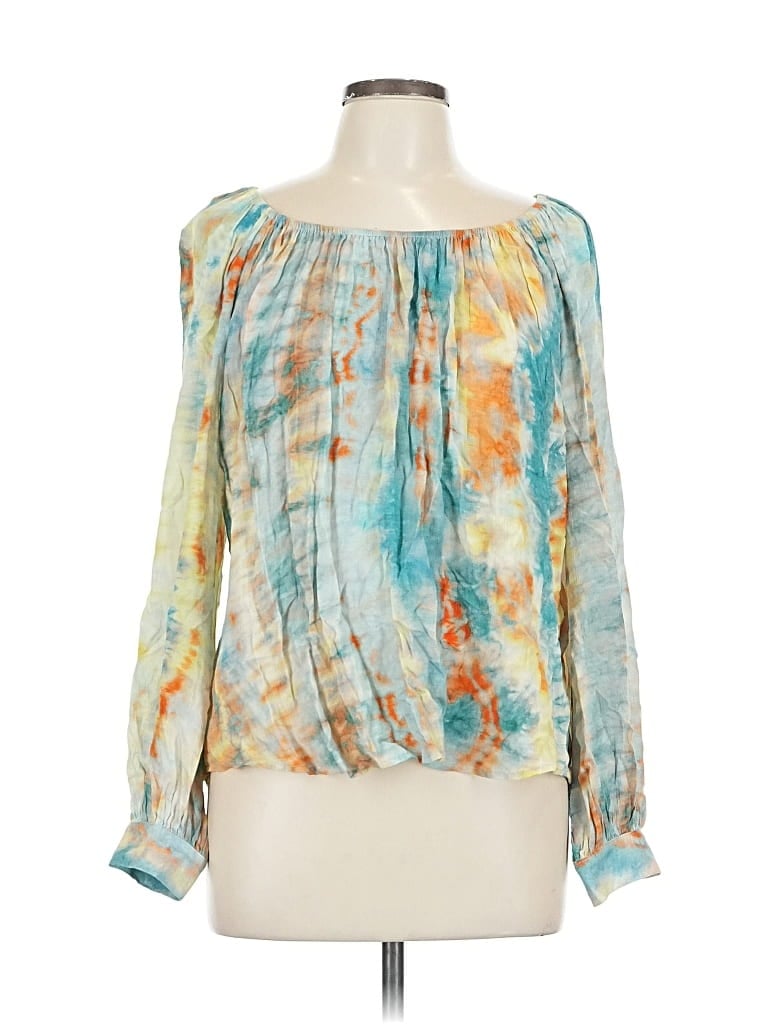 Pre-owned Karen Kane Long Sleeve Blouse In Blue