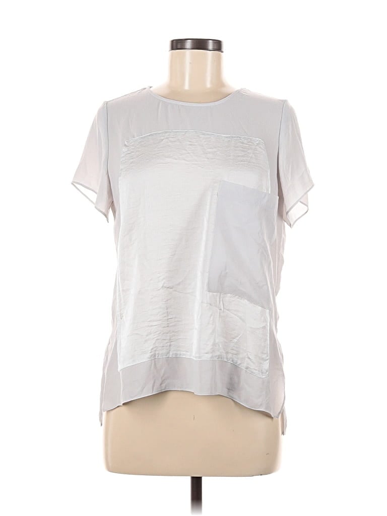 Pre-owned Helmut Lang Short Sleeve Top Silver Crew Neck Tops