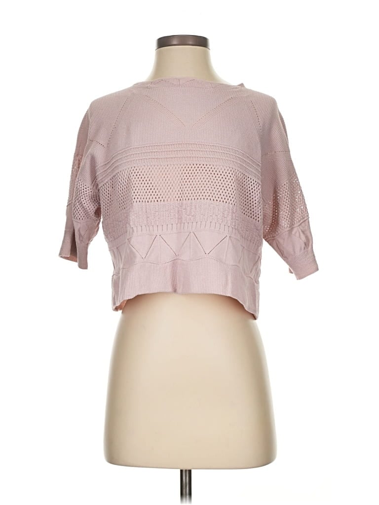 Pre-owned System Short Sleeve Top Pink Square Neckline Tops