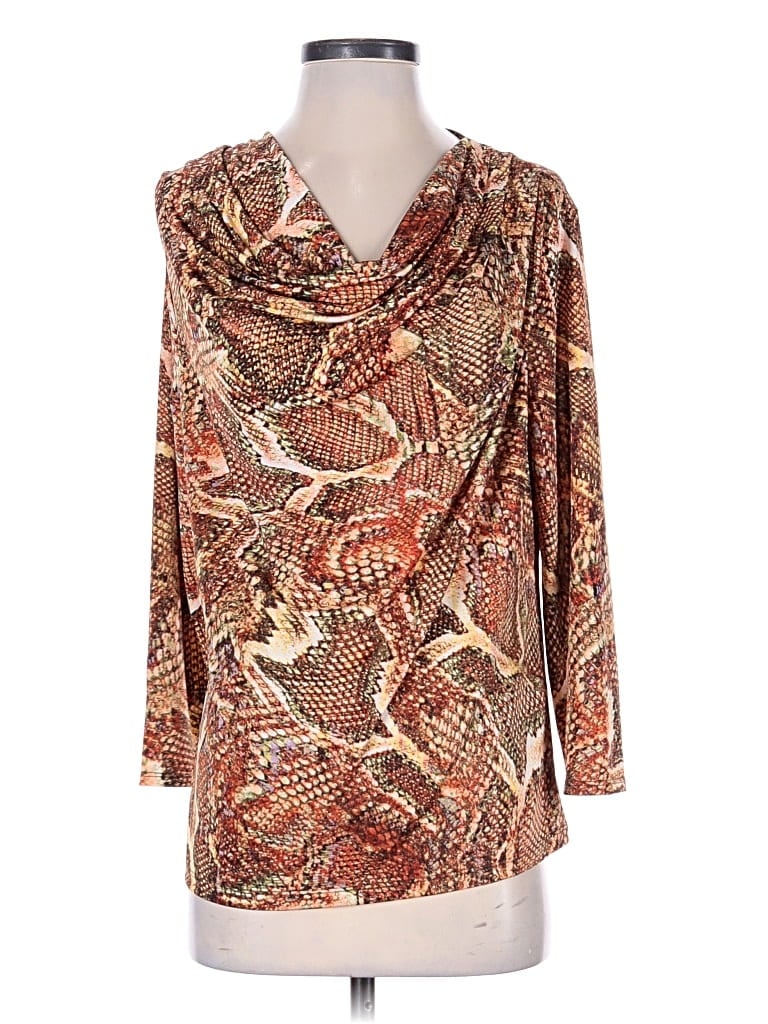 Pre-owned Jones New York Collection 3/4 Sleeve Blouse In Brown