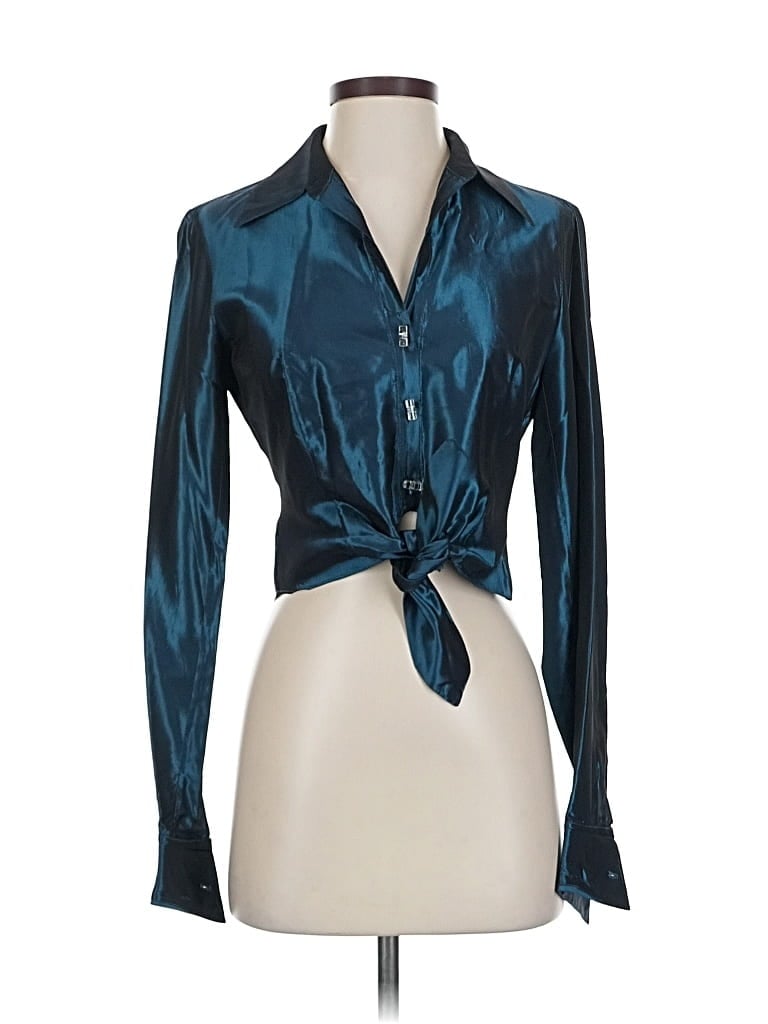 Pre-owned M David Meister Long Sleeve Blouse In Blue