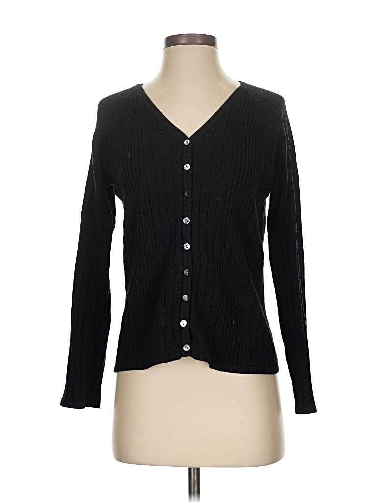 Pre-owned Karen Scott Cardigan Sweater In Black