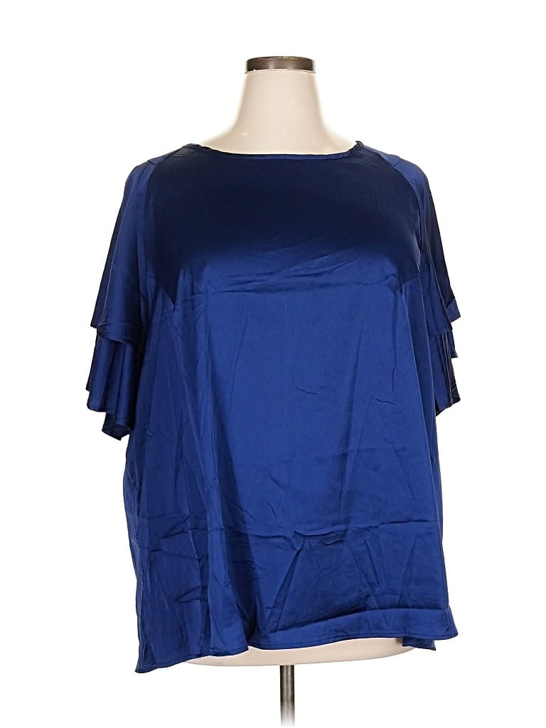 Pre-owned Assorted Brands Short Sleeve Blouse In Blue