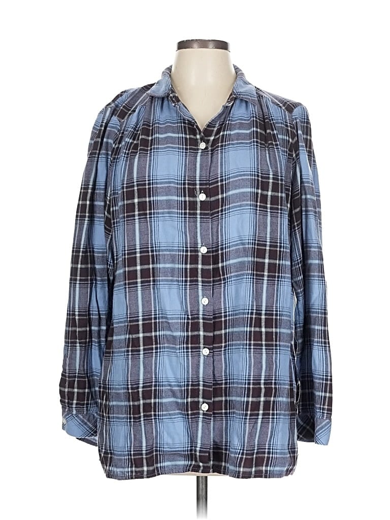 Pre-owned Jjill Long Sleeve Polo Shirt In Blue