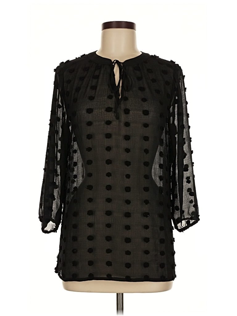 Pre-owned Chico's 3/4 Sleeve Blouse In Black