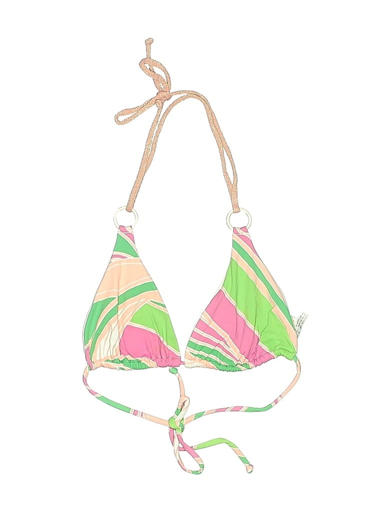 Pre-owned Vix Swimsuit Top Green Tropical Pattern Swimwear