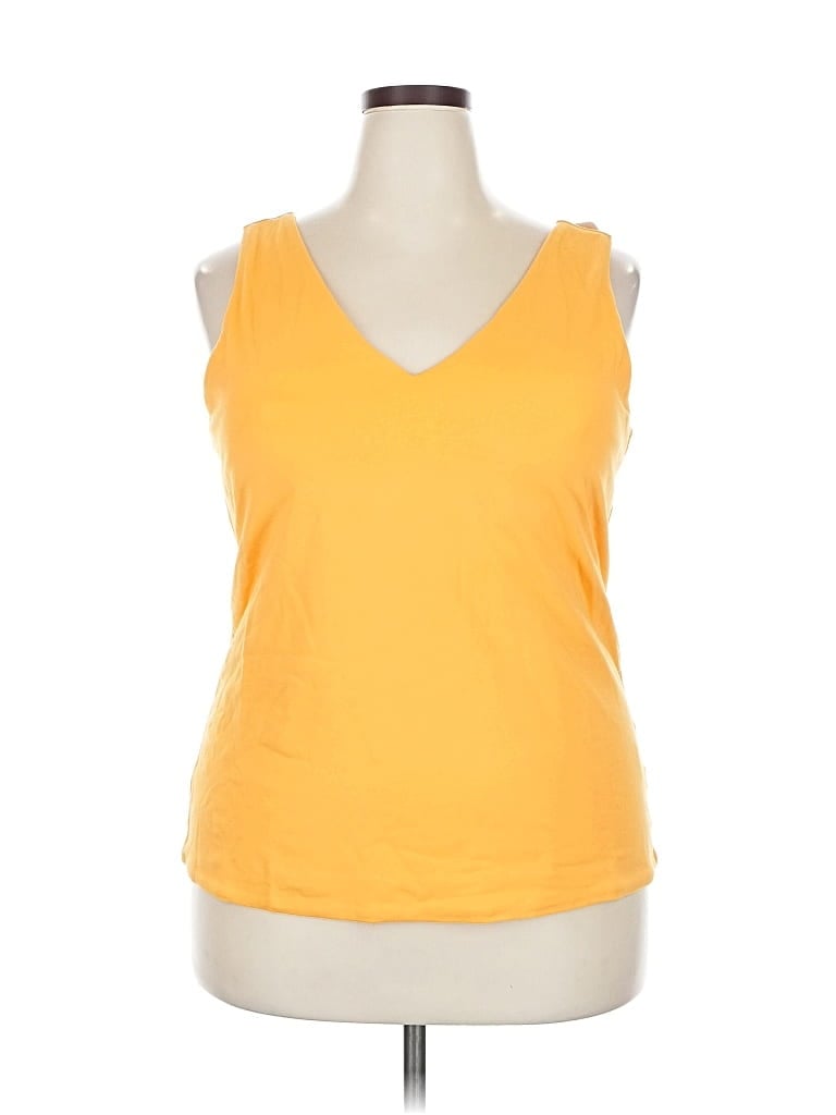 Pre-owned Lands' End Tank Top Yellow Open Neckline Tops