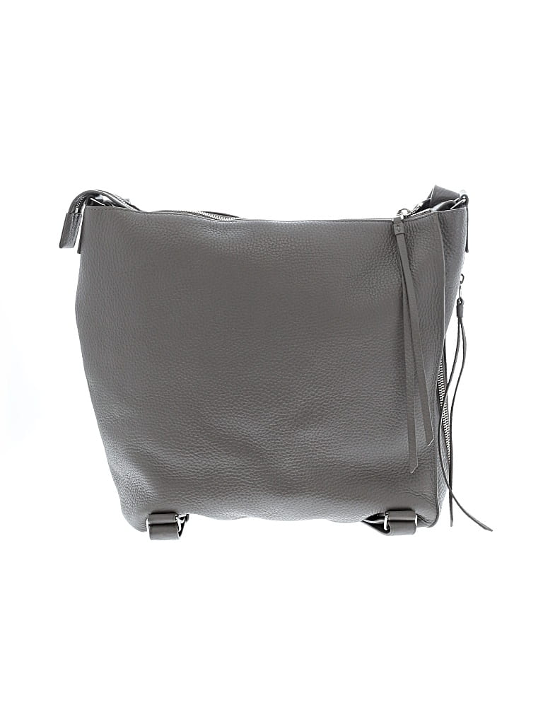 Pre-owned Allsaints Leather Backpack In Gray