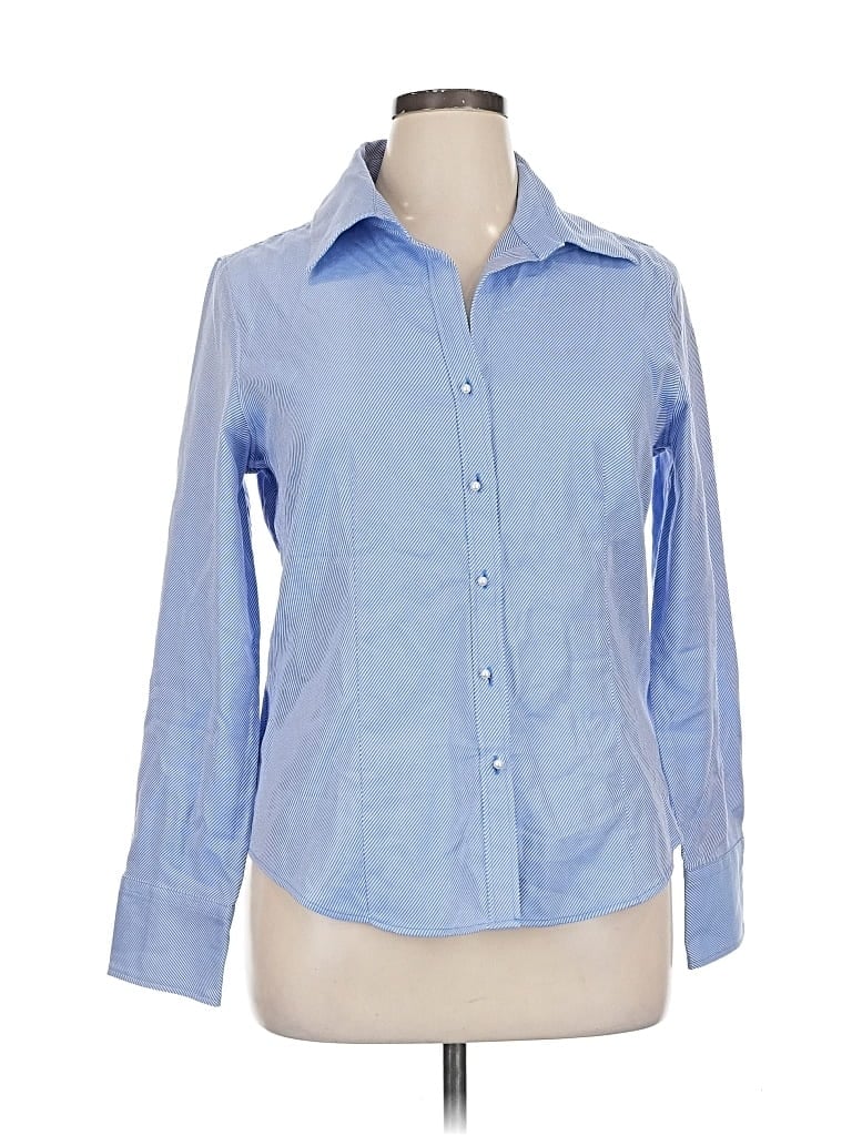 Talbots Long Sleeve Button Down Shirt In Blue