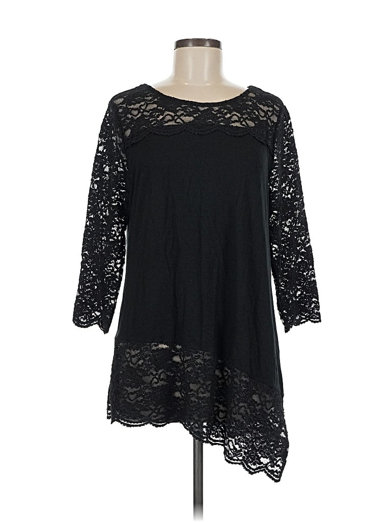 Pre-owned Vince Camuto 3/4 Sleeve Top Black Boatneck Tops