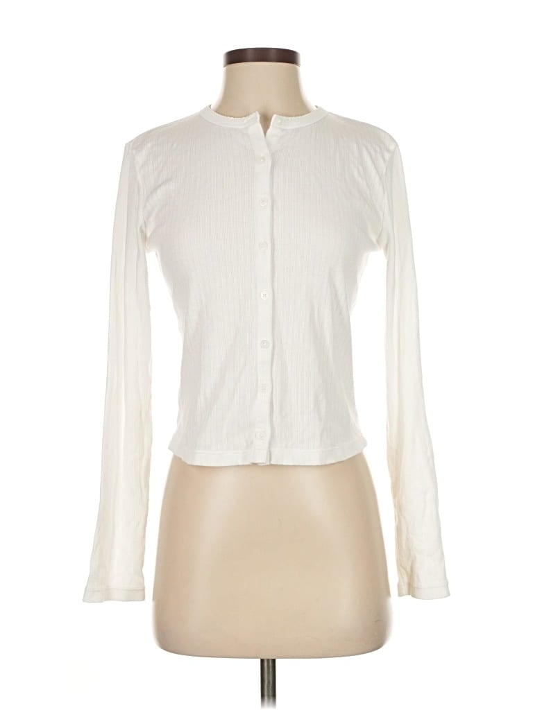 Pre-owned Uniqlo Long Sleeve Blouse In White