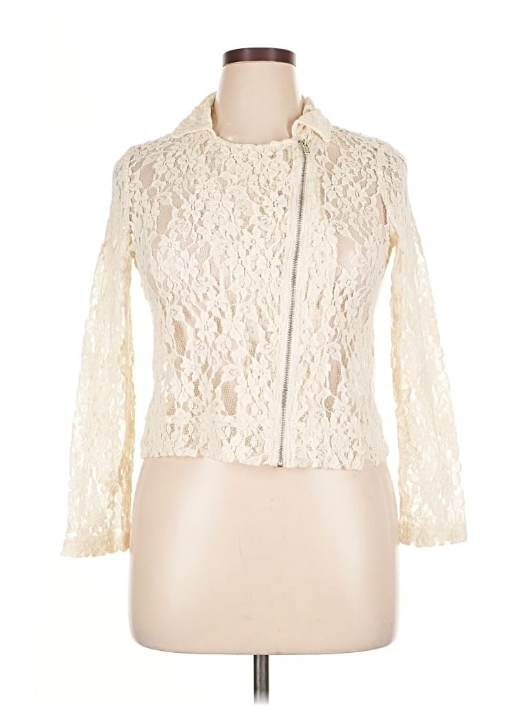 Pre-owned Maurices Long Sleeve Top Ivory Mock Neckline Tops In White