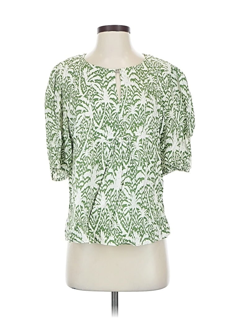 Pre-owned Panama Jack Short Sleeve Blouse In Green