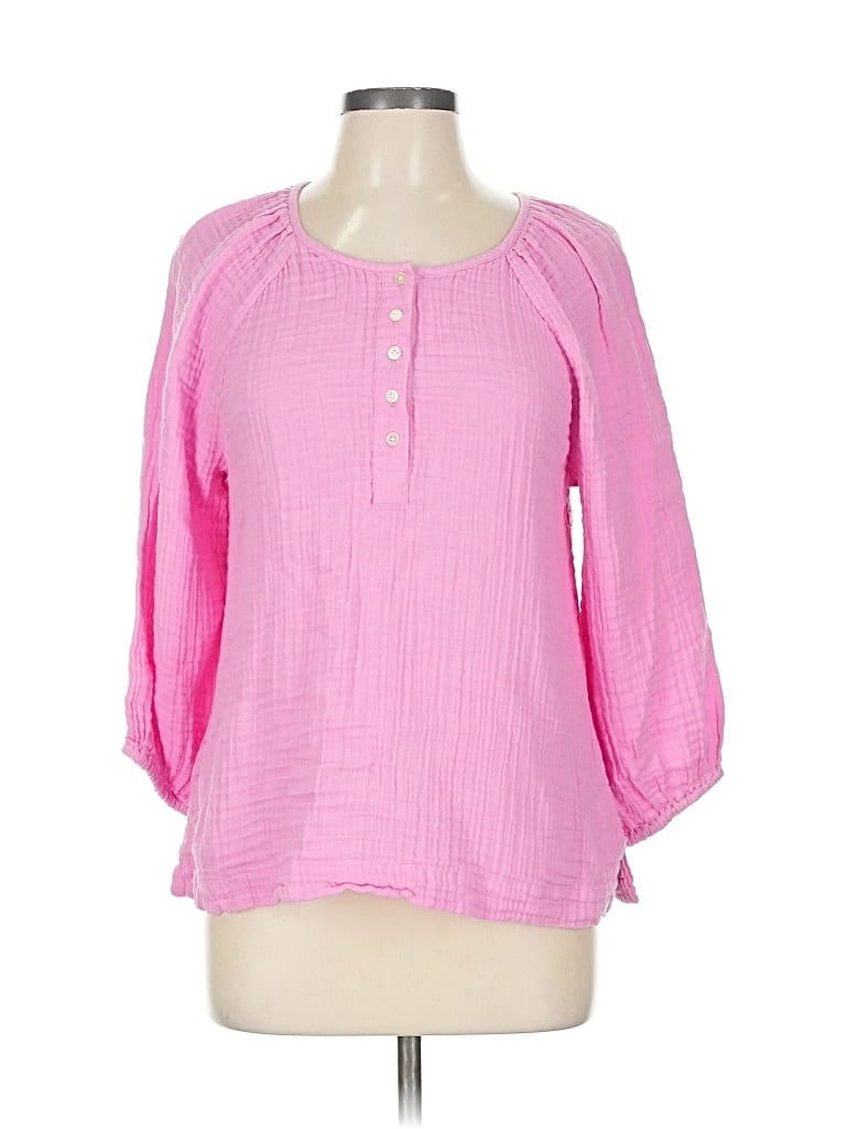 Pre-owned Ann Taylor Loft 3/4 Sleeve Blouse In Pink