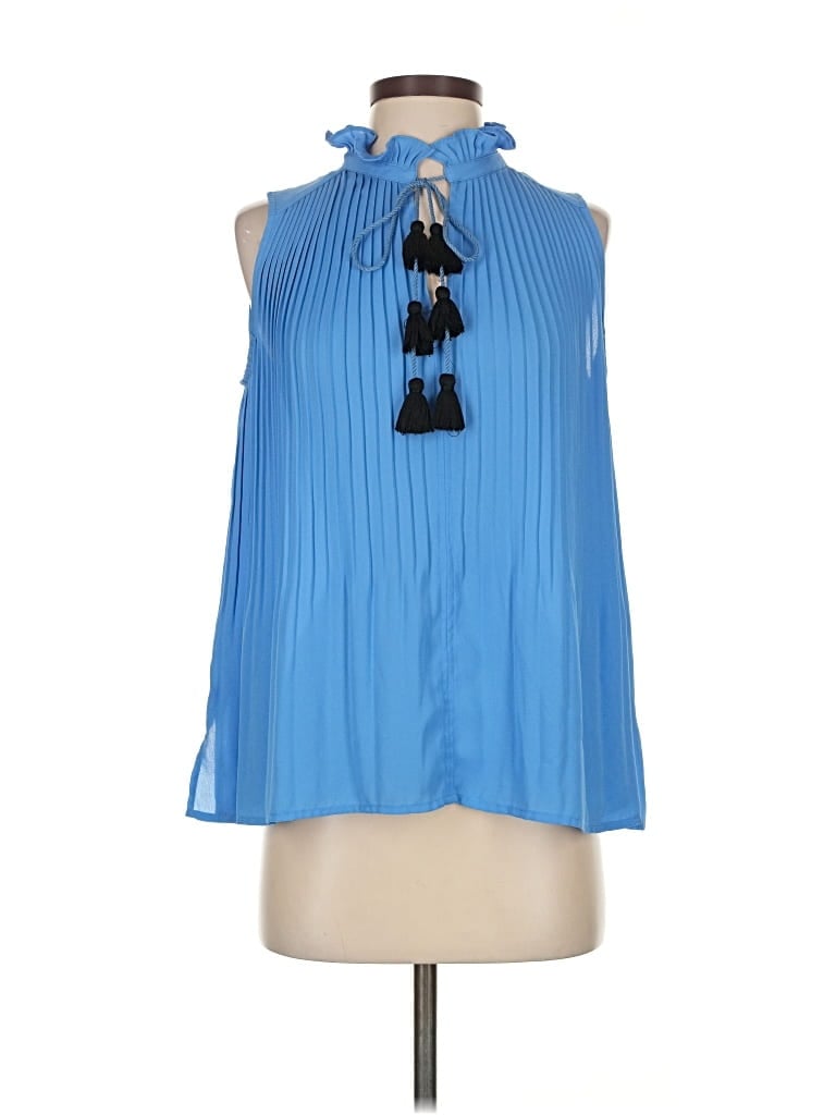 Pre-owned Ann Taylor Loft Sleeveless Blouse In Blue