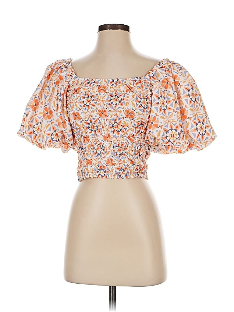 Pre-owned Left Coast By Dolan Short Sleeve Blouse In Orange
