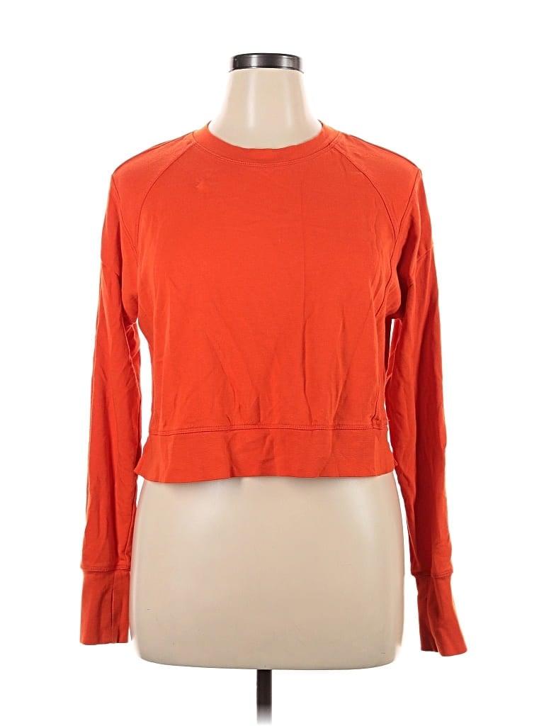 Pre-owned Sweaty Betty Long Sleeve Top Orange Crew Neck Tops