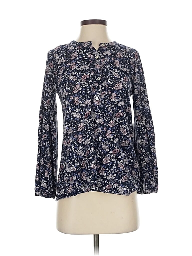 Pre-owned Lucky Brand Long Sleeve Blouse In Blue