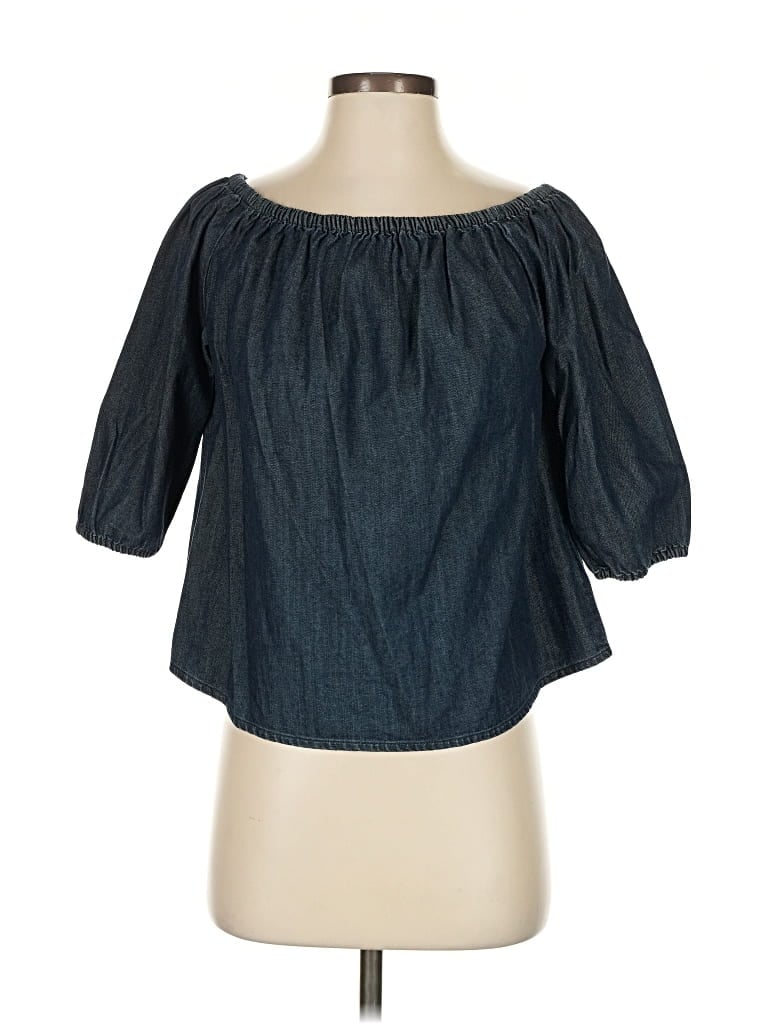 Pre-owned Gap 3/4 Sleeve Blouse In Blue