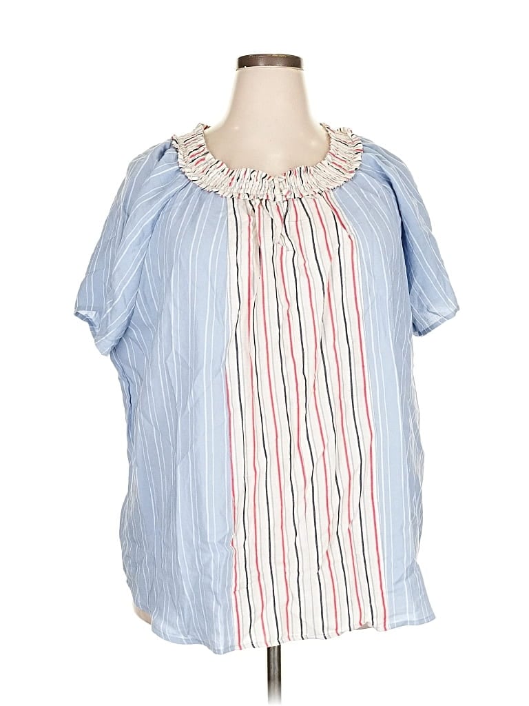 Pre-owned Skies Are Blue Short Sleeve Blouse In Blue