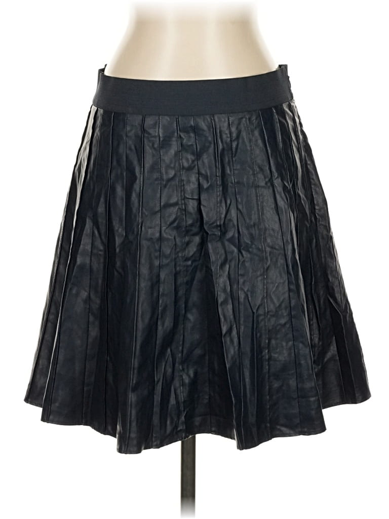 Pre-owned Ann Taylor Faux Leather Skirt In Black