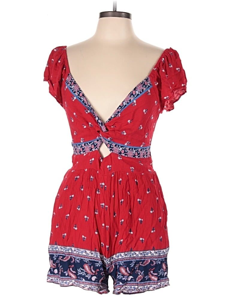 Pre-owned Blue Rain Romper In Red