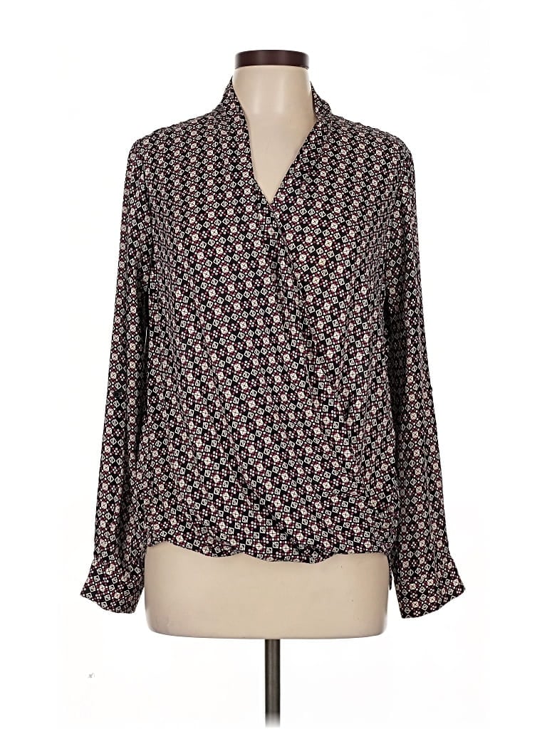 Pre-owned Pleione Long Sleeve Blouse In Black