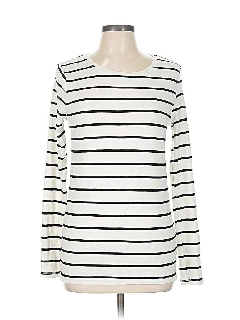 Pre-owned A New Day Long Sleeve Top Ivory Boatneck Tops In White